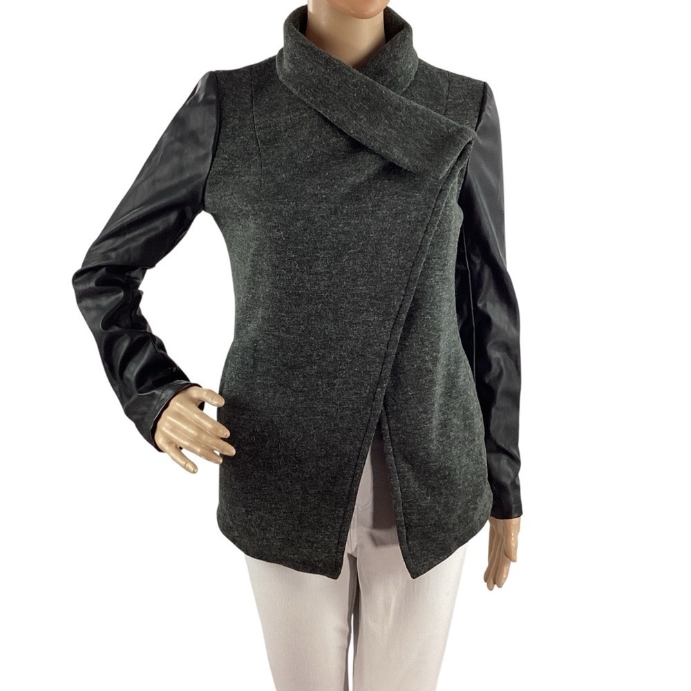 Fabletics Milano Coat Faux Leather Sleeve Wrap Jacket Xs